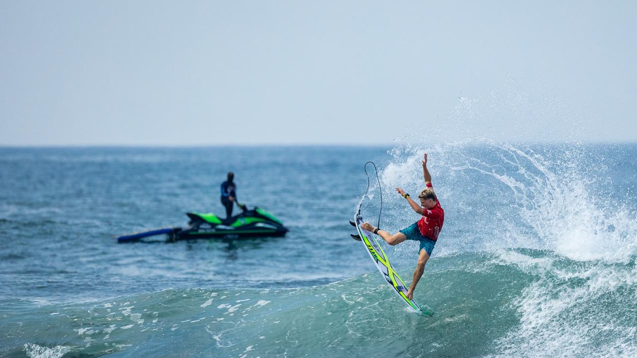 Australian surfer Dane Henry in the under-18 boys division at the 2024 ISA World Junior Surfing Championships at Surf City, El Salvador. Picture: Jersson Barboza