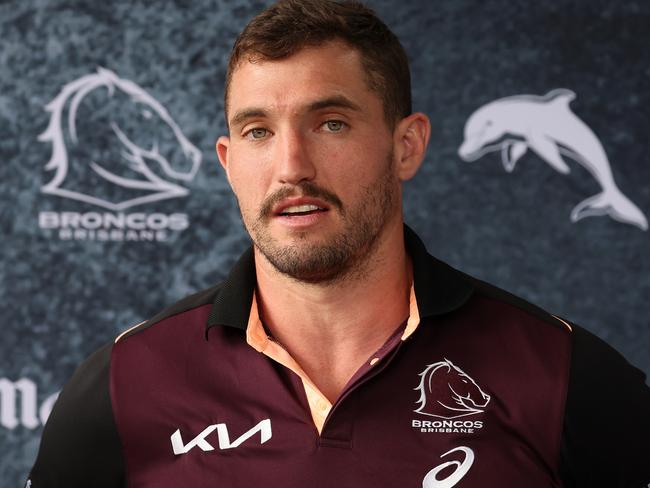 Corey Oates during a news conference at The Battle Luncheon, Brisbane. Picture: Liam Kidston