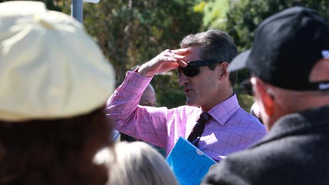 Dale Dickson attempting to explain council’s decisions to protesters.