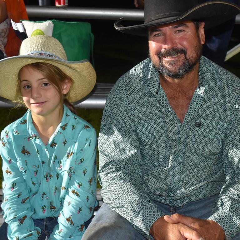 Keely, 8, and Terry Begg, of Rockhampton, at the Sarina CRCA Rodeo. Photo: Janessa Ekert