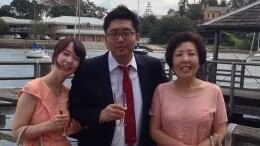 Min Cho with husband Steven Cho and Mr Cho’s mother. Picture: Facebook