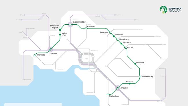 Melbourne’s Suburban Rail Loop map.