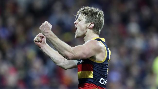 Rory Sloane celebrates kicking his last-quarter goal. Picture SARAH REED