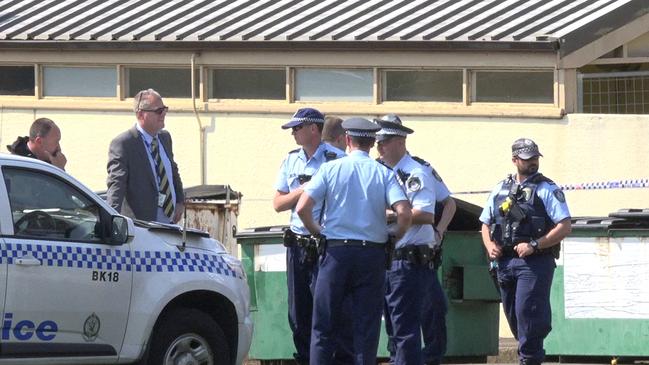 Dozens of uniformed police and detectives attended the primary school after emergency services were called on Tuesday afternoon. Picture: TNV