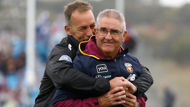 Alastair Clarkson and Chris Fagan are frustrated with the racism investigation. Picture: Michael Willson/AFL Photos via Getty Images