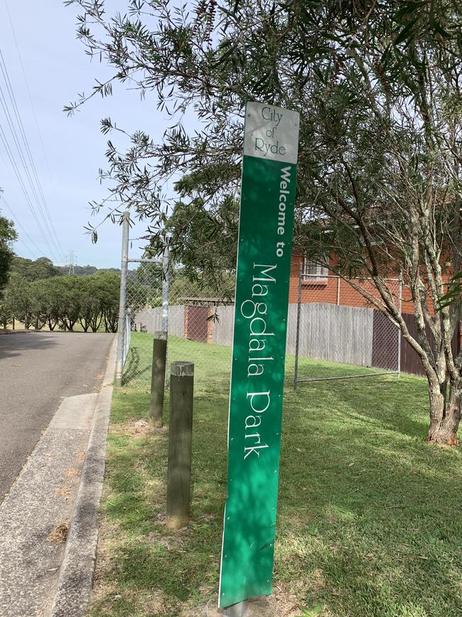 Entrance to Magdala Park (pictured) which is metres away from the footbridge. Picture: Nicole Pierre