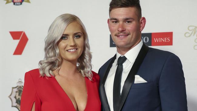 12/9/17 The Magarey Medal at the Adelaide Oval. Mitch Grigg (Norwood) with Tymeka Burns.