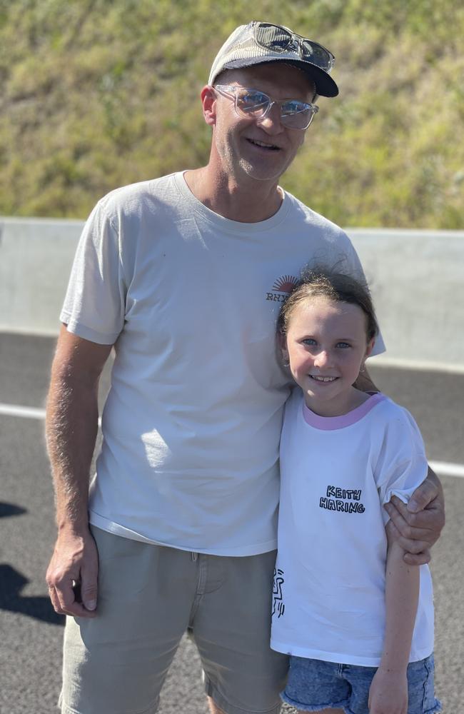 Andrew and Ayla Bourne celebrate the impending opening of the Gympie Bypass at a community event on Saturday August 17, 2024.