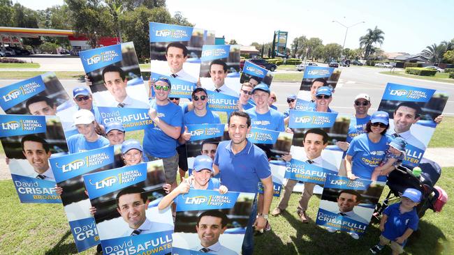 David Crisafulli in full campaign mode at Runaway Bay. Photo by Richard Gosling