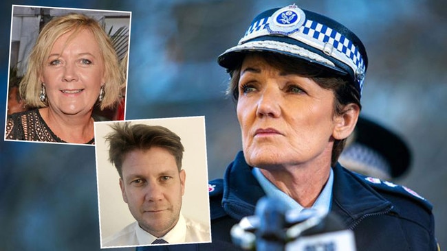 Liz Deegan, top left, Steve Jackson, middle and Police Commissioner Karen Webb, right. Pictures: News Corp/Supplied