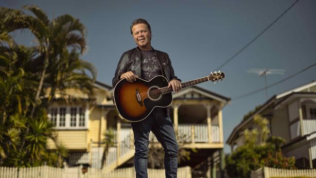 Country singer-songwriter Troy Cassar-Daley in the streets of Hawthorne, Brisbane, ahead of the Street Serenades event, which is part of the Brisbane Festival in 2020. Picture: Glenn Hunt