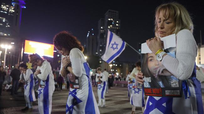 Families and supporters of Israeli hostages held in Gaza. Picture: Jack Guez / AFP.