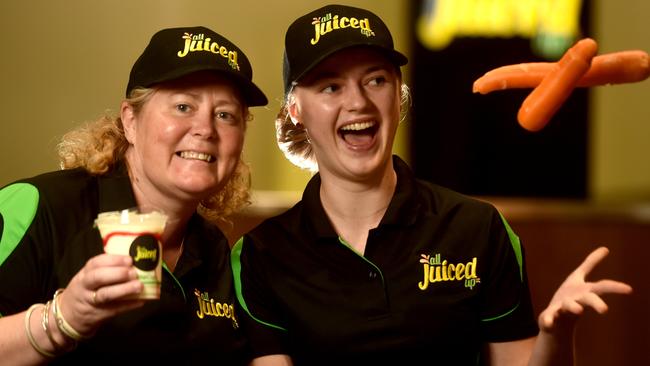 All Juiced Up owner Robyn Boyle with Tasmyn Van Leeuwen at Fairfield Central. Picture: Evan Morgan