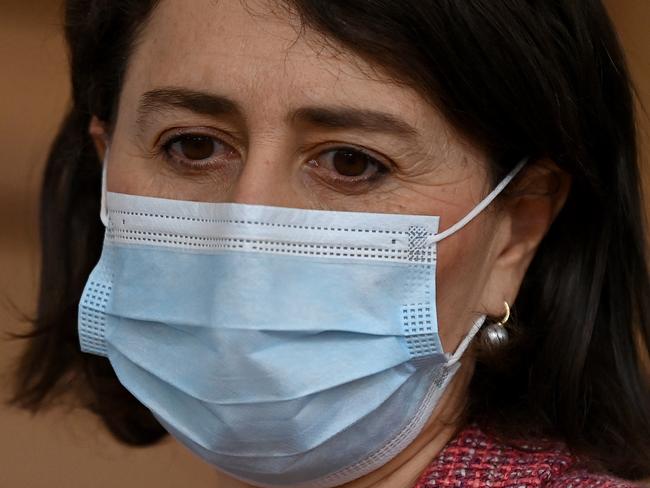 SYDNEY, AUSTRALIA - NewsWire Photos - JULY, 29, 2021:NSW Premier Gladys Berejiklian wears a face mask during a COVID-19 press conference in Sydney. New South Wales has recorded 239 new locally transmitted coronavirus cases overnight, at least 70 of which were infectious during their time in the community. Picture: NCA NewsWire/Bianca De Marchi