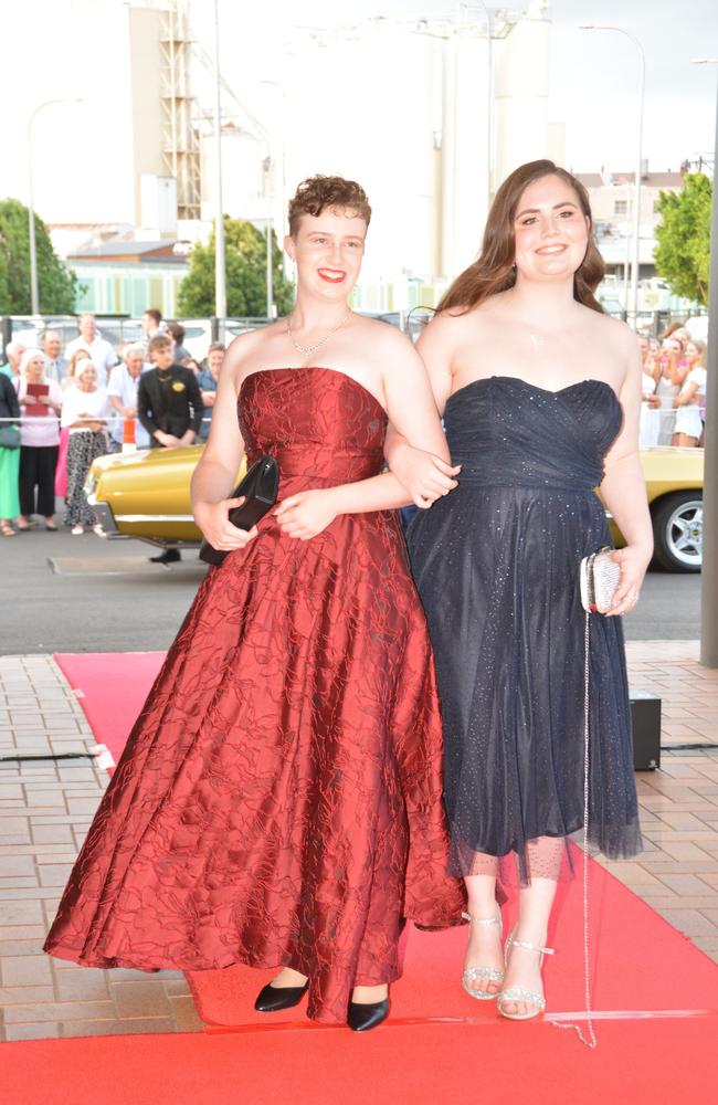 Toowoomba school formals. At the 2023 St Ursula's College formal is graduate Emily McErlean (right) with her partner Tiana. Picture: Rhylea Millar