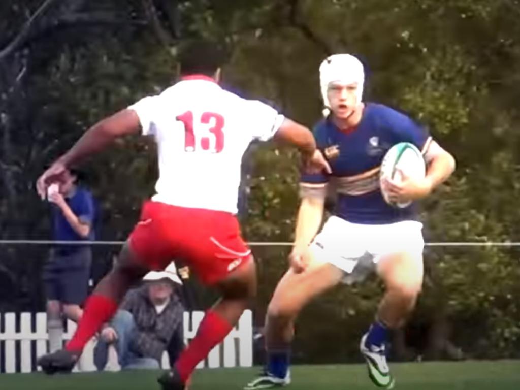 Kalyn Ponga playing rugby union for Anglican Grammar. Credit: YouTube.