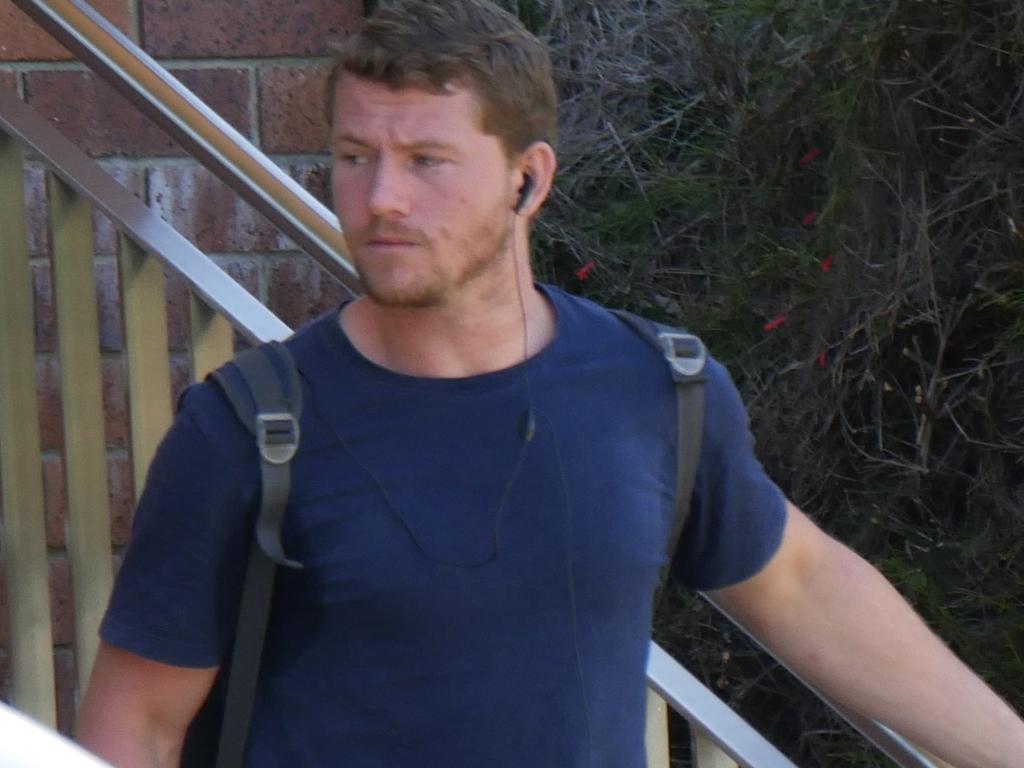 Timmy Patrick Sawyer, 25, of Urangan, leaves Hervey Bay District Court after his case was adjourned.