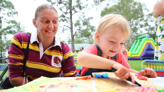 School holiday activities at Eagleby Community Hall. Kelly and Hayley Hourihan of Beenleigh. Picture: Peter Cronin