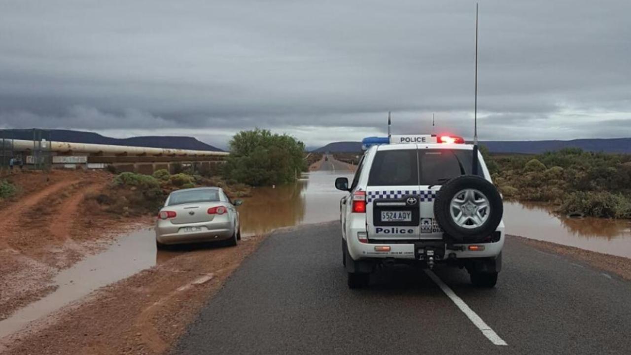 Car submerged in floodwater at Port Augusta. Supplied: SA Police