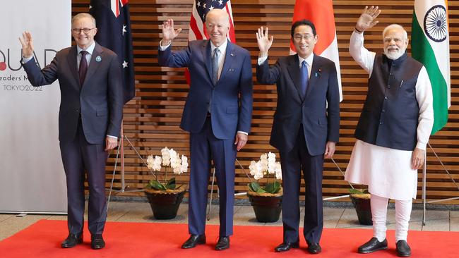 Prime Minister Anthony Albanese, US President Joe Biden, Japanese Prime Minister Fumio Kishida, and Indian Prime Minister Narendra Modi at the Quad meeting in Tokyo.