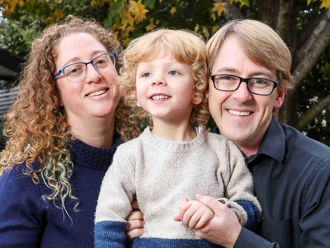 State Budget - Hills resident Michael Cornish with wife Dayna  Fisher and their son Owen 4yrs Cornish. Picture:Russell Millard