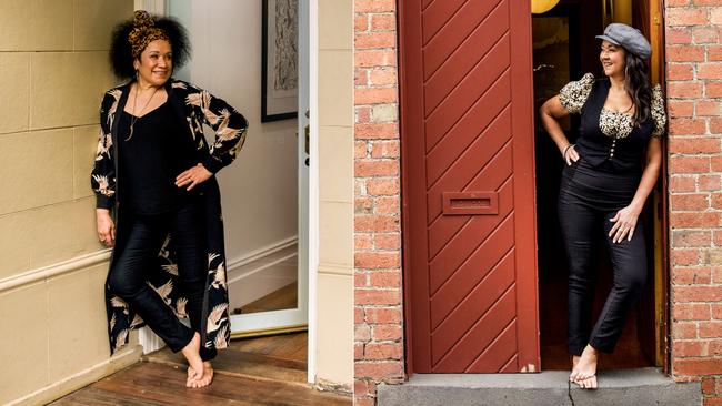 Singer-songwriting sisters Vika Bull, left, and Linda Bull have thrived by making music at their homes in Melbourne during lockdown. Picture: Julian Kingma