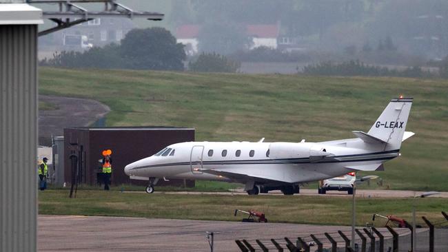 A jet carrying the Duke of Sussex arrives at Aberdeen Airport. Picture: Getty Images.