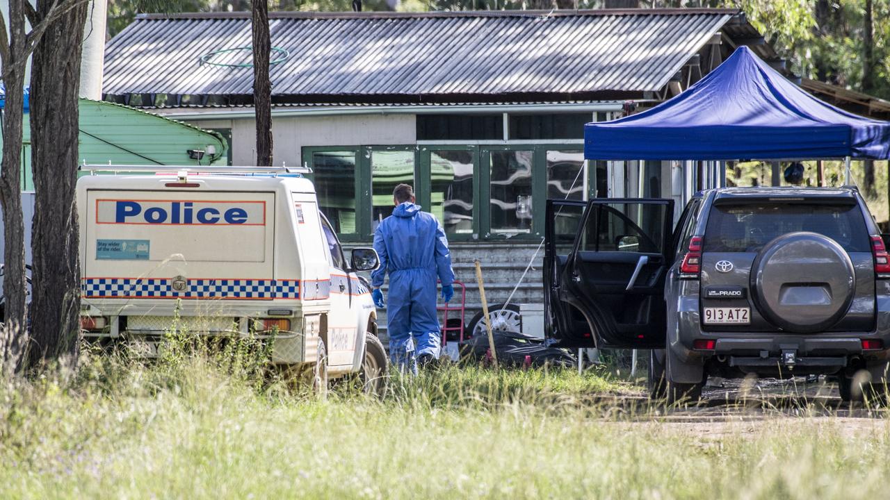 A QPS forensic team search a property in Pratten where Simon Jones lived. He is charged with murdering his mother-in-law Krishna Chopra. Picture: Nev Madsen.