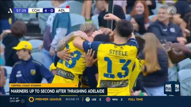 Mariners thrash Adelaide & reach second