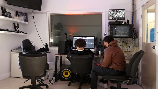 Youth producing music at the Blacktown Youth Services Association. Picture: Jonathan Ng