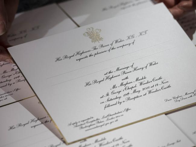 The invites were the first to contain an email RSVP and also used the title “Ms” for the first time. Picture: Victoria Jones, WPA Pool/Getty Images