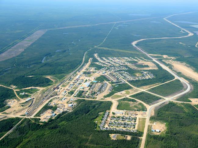 An aerial view of Gillam, Manitoba, where police are searching for the pair. Picture: Alamy