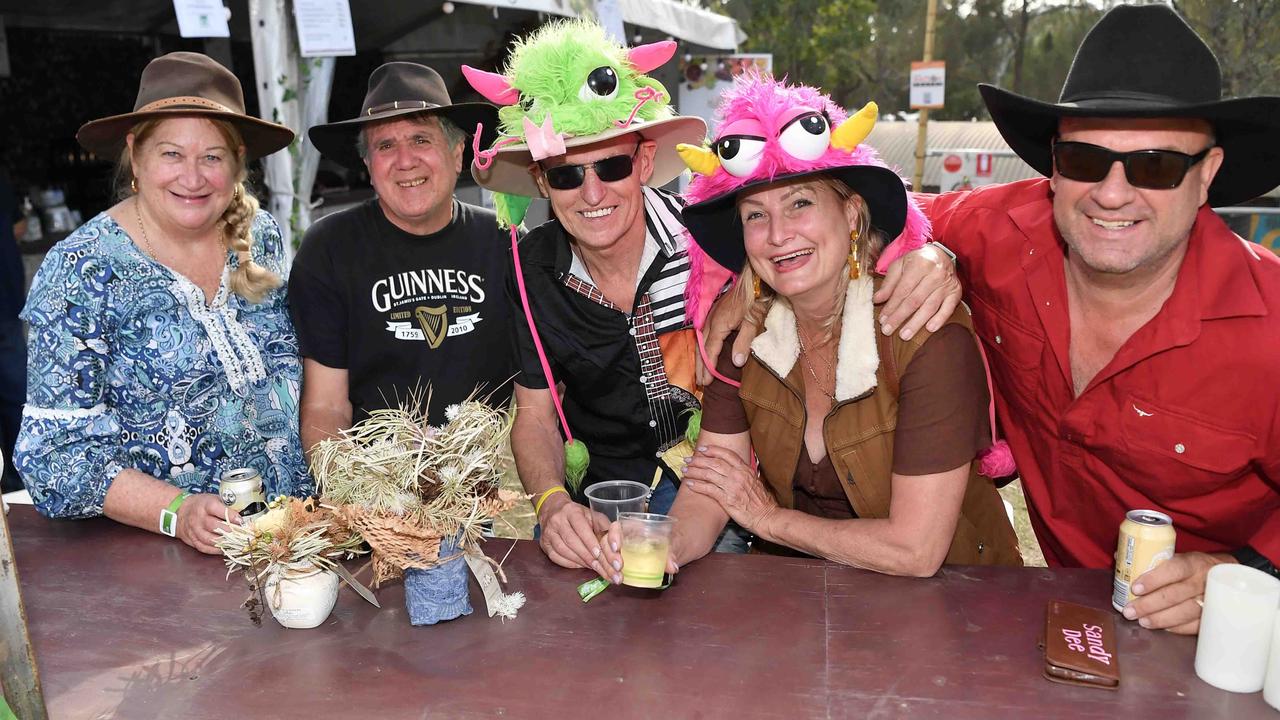 Jenny Simpson, Rouden Sheridan, Brian Delaney, Sandy Dee and Lyndon Chandler at the Gympie Music Muster. Picture: Patrick Woods.