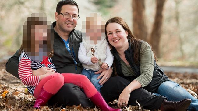 Plastic surgeon Clayton Lang with then-wife Dr Christie Moule and their two children.