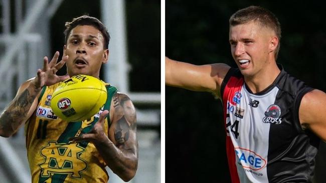 Nick Yarran for St Mary's and Will Sexton for Southern Districts in the 2024-25 NTFL season.