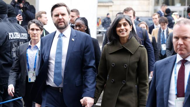 US Vice-President JD Vance and his wife, Usha Vance, arrive for the 61st Munich Security Conference on February 14, 2025. Picture: Michaela Stache/AFP