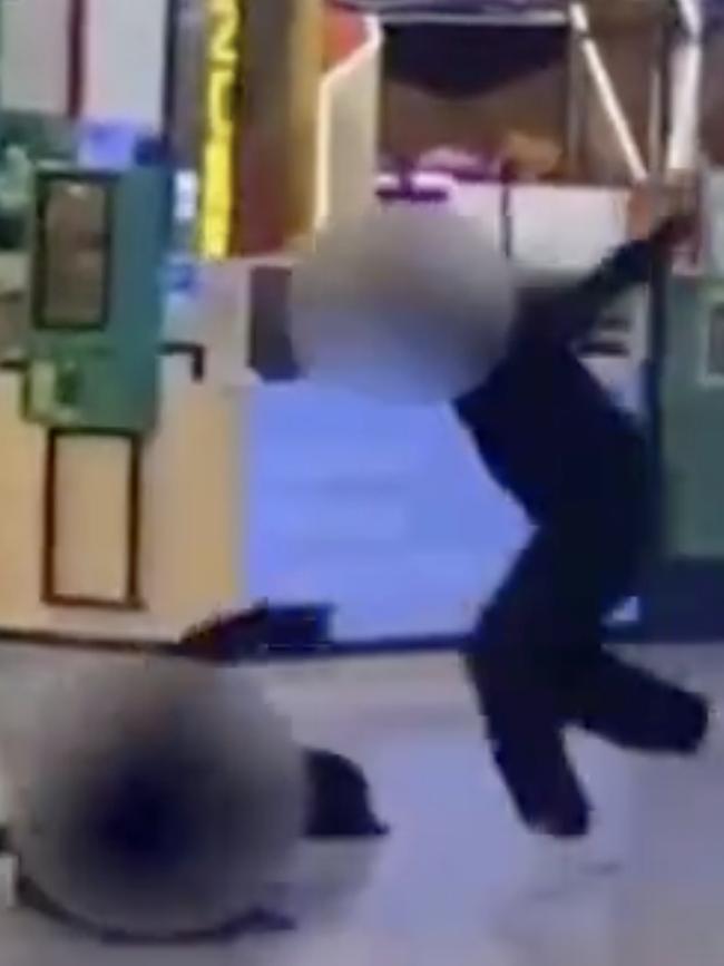 Screengrabs from video showing a fight between teenagers at Elizabeth Shopping Centre in October, which resulted in a boy being stabbed. Picture: 7 NEWS