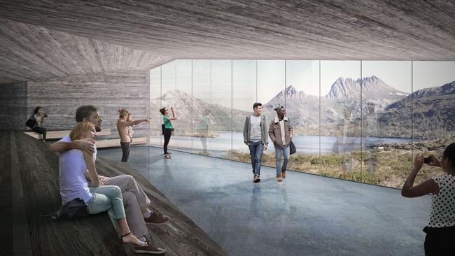 Artist’s impression of Dove Lake viewing shelter development proposal. Picture: Tasmanian Government.