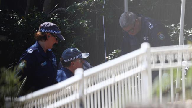 Police at the northern beaches Sydney house. Picture: Hollie Adams