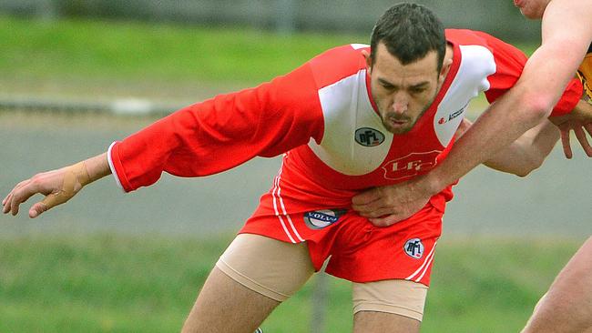 NFL footy: Lalor V Whittlesea. Todd Hughes lalor left Joel Bramble Whittlesea.