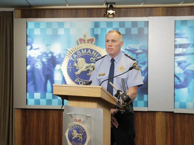 Inspector Gavin Hallet of Tasmania Police said the $1m ice bust stashed in the man’s underpants would have yielded 10,000 drug hits. Picture: Mathew Farrell.