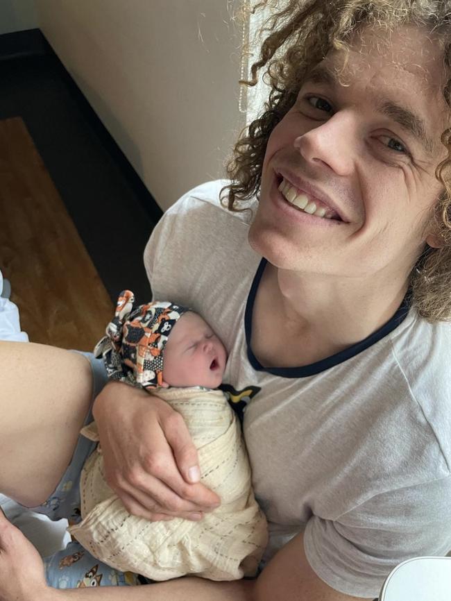 Ben Brown with new baby Esme. Pic: Instagram