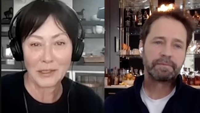 Shannen Doherty and Jason Priestley reunite for her podcast.