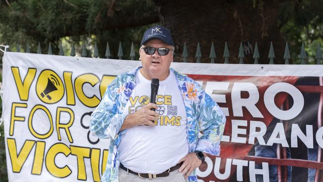 Russell Field at a Voice for Victims rally in Brisbane. Picture: Richard Walker