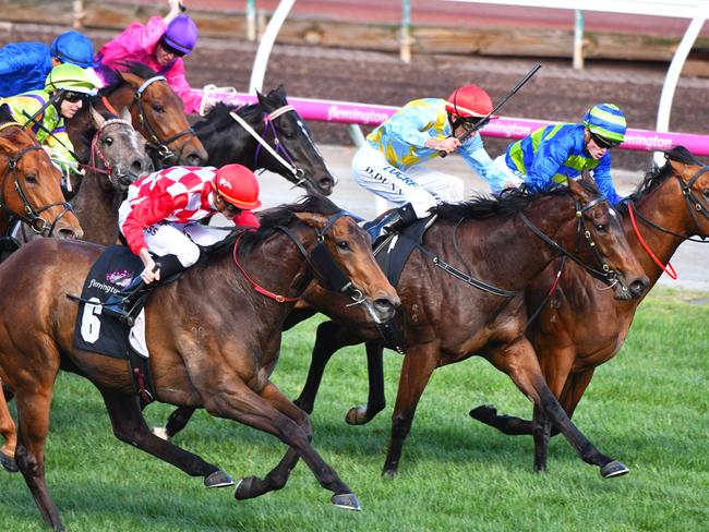 Regan Bayliss and Catchy combine to win the Danehill Stakes. Picture: Getty Images