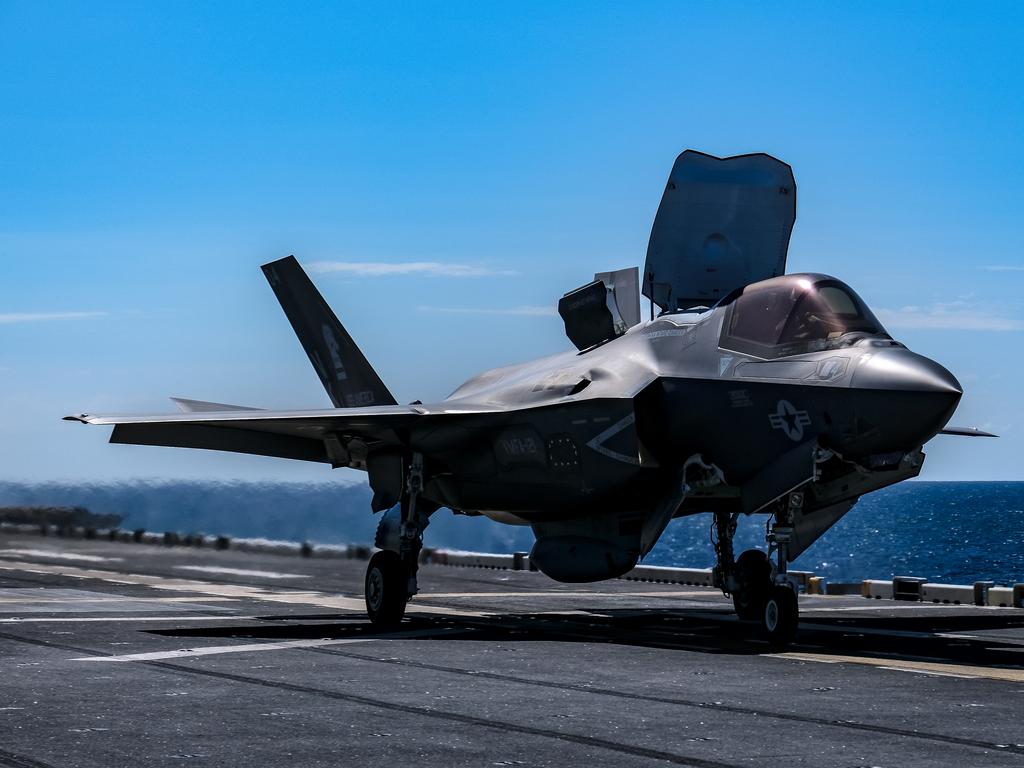 A U.S. Marine Corps F-35B Lightning II with Marine Fighter Attack Squadron 121 attached to Marine Medium Tiltrotor Squadron 265 (Reinforced), 31st Marine Expeditionary Unit (MEU), takes off aboard the amphibious assault ship USS America (LHA 6), during Talisman Sabre on July 17, 2021. The F-35B Lightning IIÃ¢â&#130;¬â&#132;¢s fifth generation strike fighter capabilities bring more lethality and flexibility to combat commanders than any other aircraft platform. Australian and U.S. forces combine biannually for Talisman Sabre, a month-long multi-domain exercise that strengthens allied and partner capabilities to respond to the full range of Indo-Pacific security concerns. The 31st MEU is operating aboard ships of America Expeditionary Strike Group in the 7th fleet area of operations to enhance interoperability with allies and partners and serve as a ready response force to defend peace and stability in the Indo-Pacific region. (U.S. Marine Corps photo by Staff Sgt. John Tetrault)