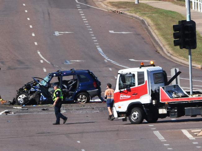 A Fatal on Tiger Brennan Drive and Berrimah  Rd details to come crash scene pics and vehicles involved  . Pic Katrina Bridgeford.