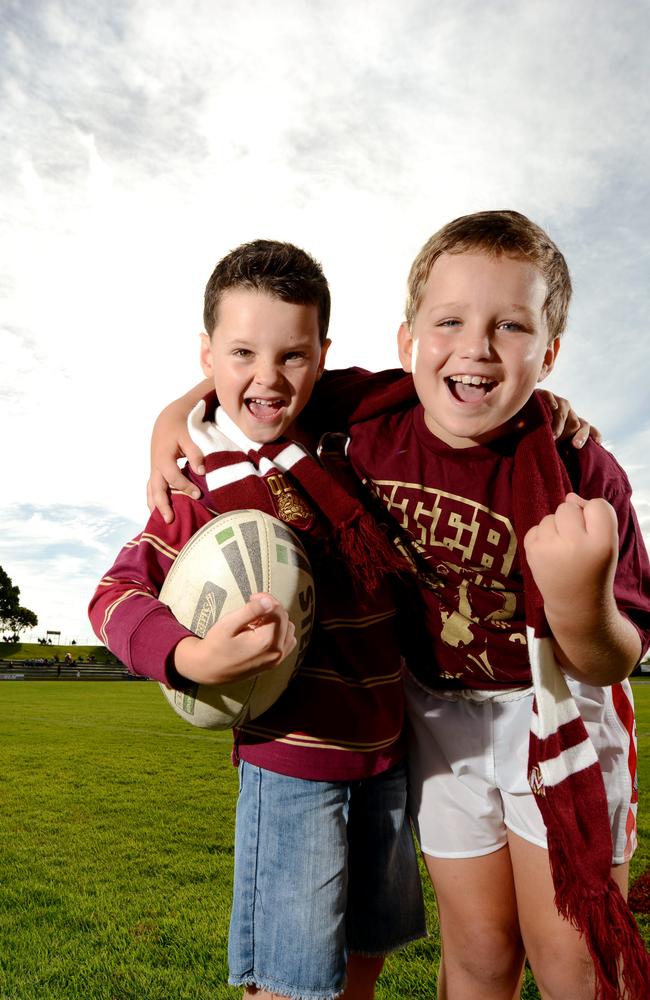 Cody Starr, left, aged seven, and another Redcliffe junior Luke Miller.