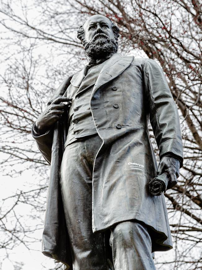 The controversial William Crowther Statue at Franklin square, Hobart. Picture: Linda Higginson