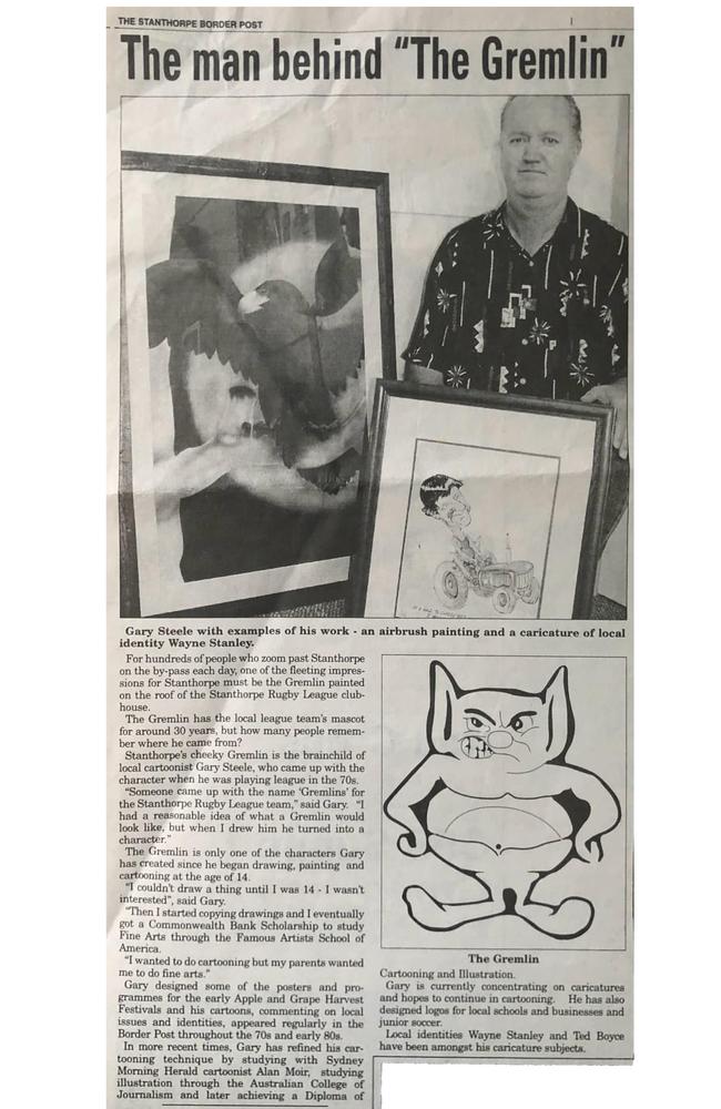 Gary featured in the Border Post many times over the years, contributing cartoons that would depict a Gremlins game.